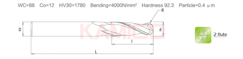 Dao phay cầu D4-D20 HRC 60 2 me
