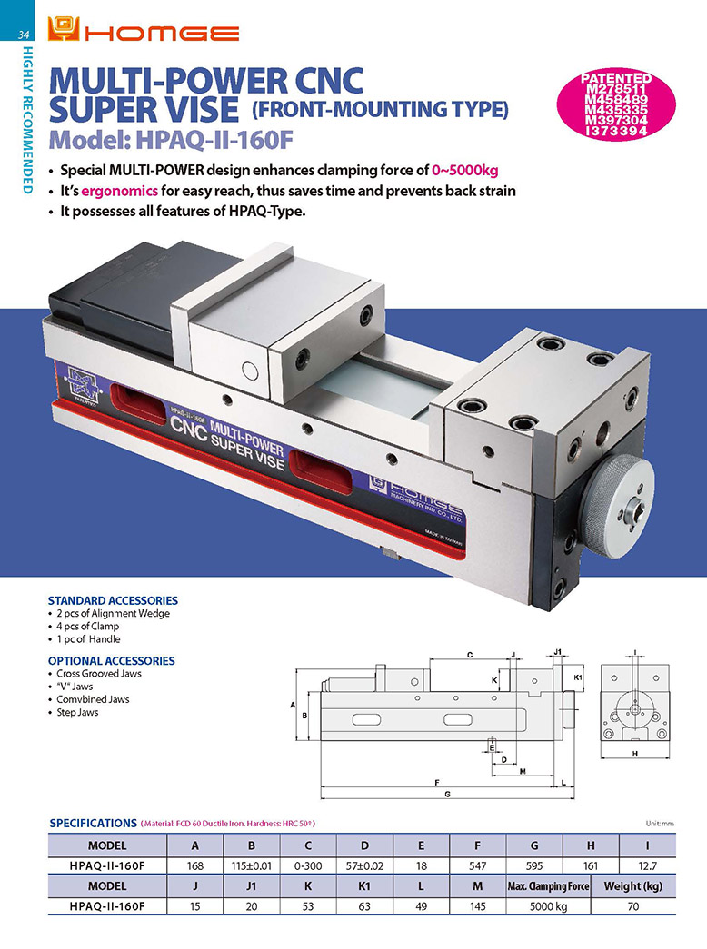 Ê tô máy phay CNC HPAQ-II-160F Homge; 