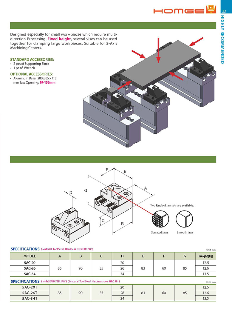 Ê tô cho máy phay CNC 5 trục Homge