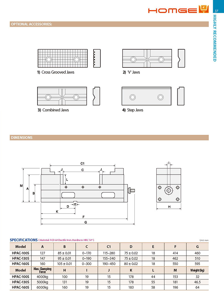 Ê tô máy phay CNC góc cố định HPAC Homge