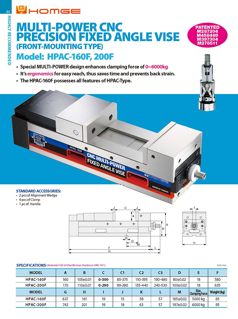 Ê tô góc cố định cường lực HPAC-F Homge