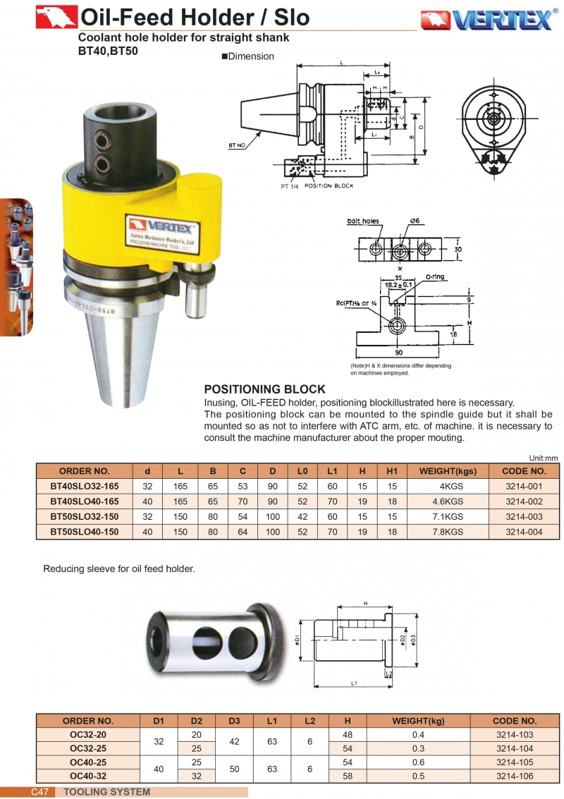 Bầu kẹp dao có lỗ tưới nguội bên trong BT40, BT50 Vertex