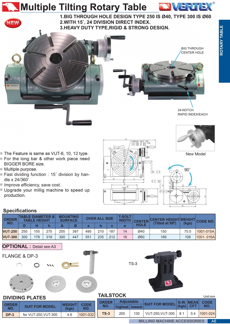 Bàn xoay nghiêng vạn năng VUT-250, VUT-300 Vertex