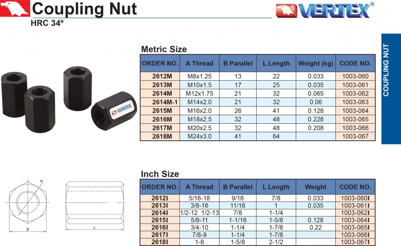 Đai ốc nối bulong Vertex
