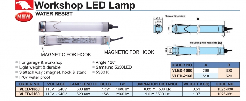 Đèn làm việc chống nước VLED-1080; VLED-2160 Vertex