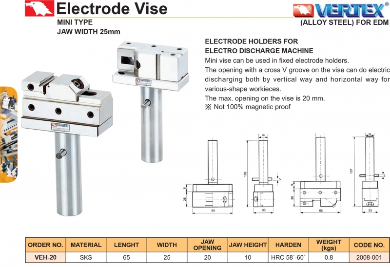 Ê tô kẹp điện cực EDM VEH-20 Vertex