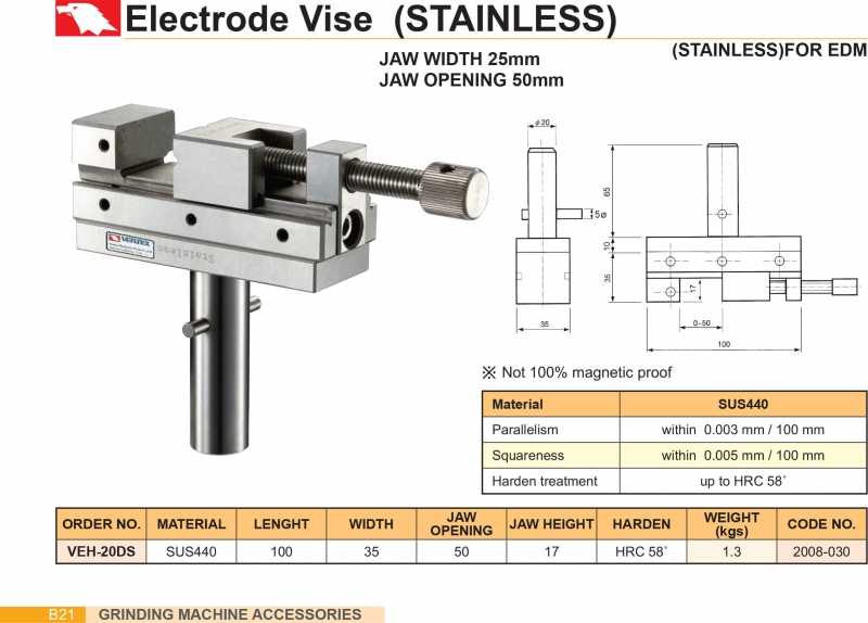 Ê tô kẹp điện cực VEH-20DS Vertex