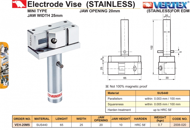 Ê tô kẹp điện cực VEH-20MS Vertex