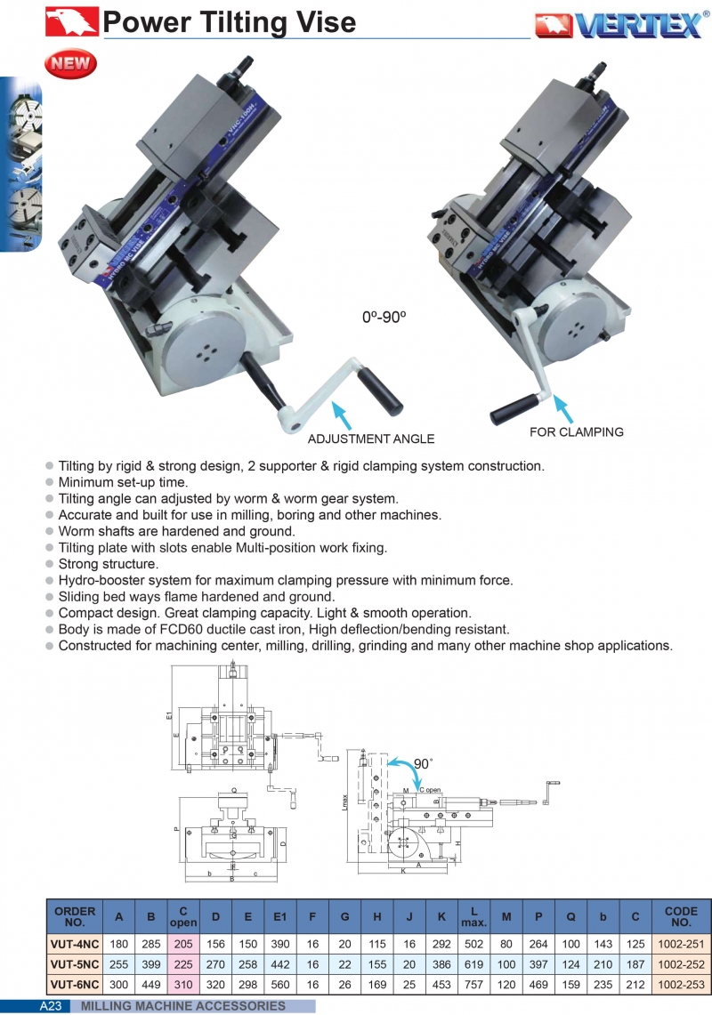 Ê tô kết hợp bàn nghiêng VUT-4NC; VUT-5NC; VUT-6NC