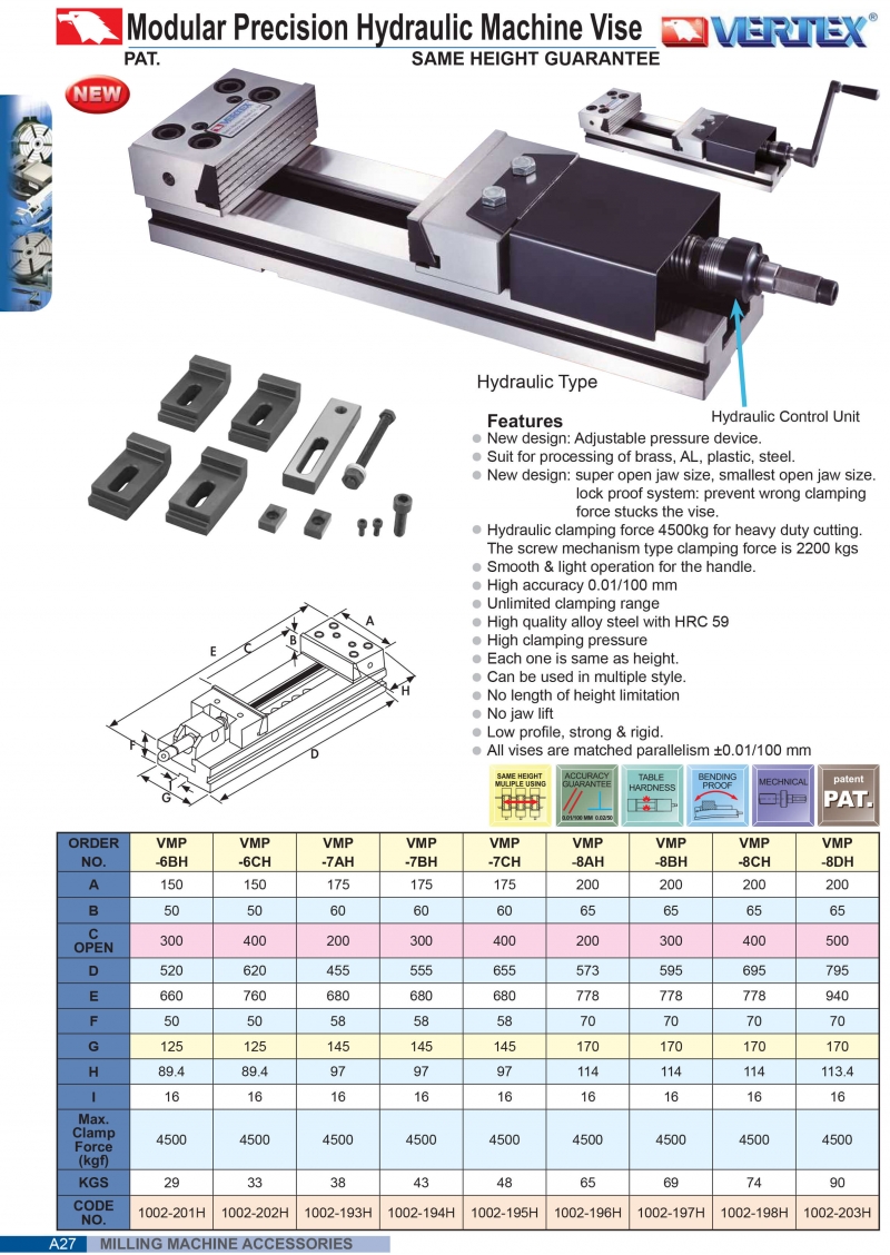 Ê tô modular thủy lực chính xác VMP Vertex