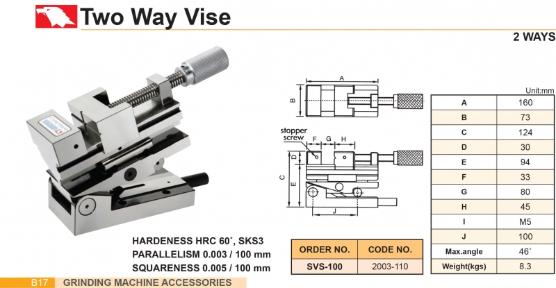 Ê tô nghiêng 2 chiều SVS-100 Vertex