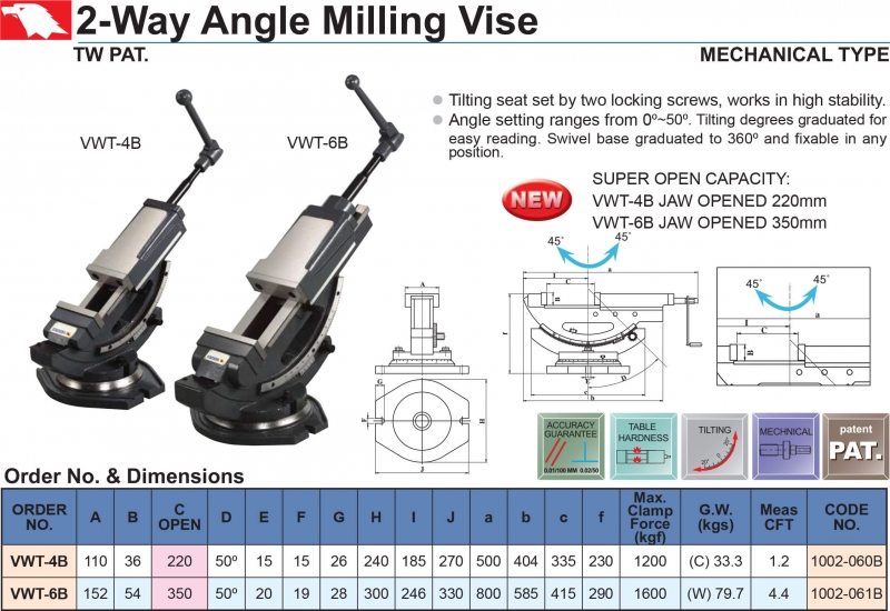 Ê tô xoay 2 chiều VWT-4B, VWT-6B Vertex