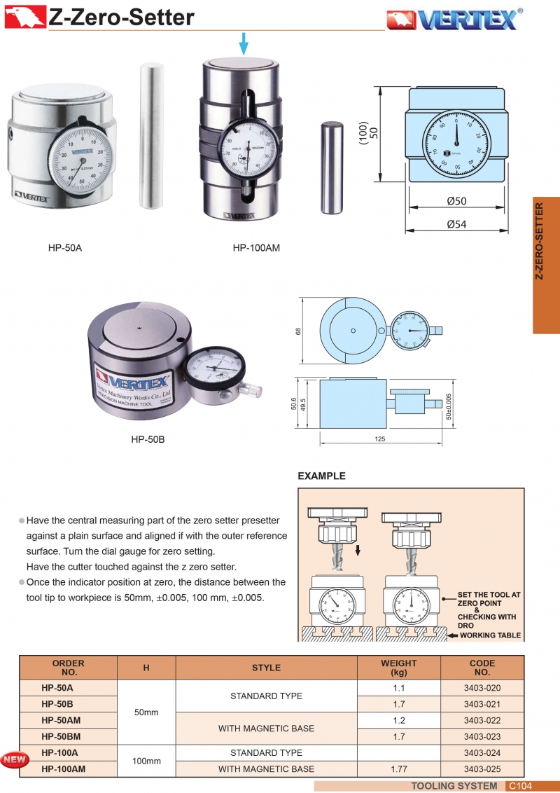 Thiết bị thiết lập gốc 0 trục Z Vertex