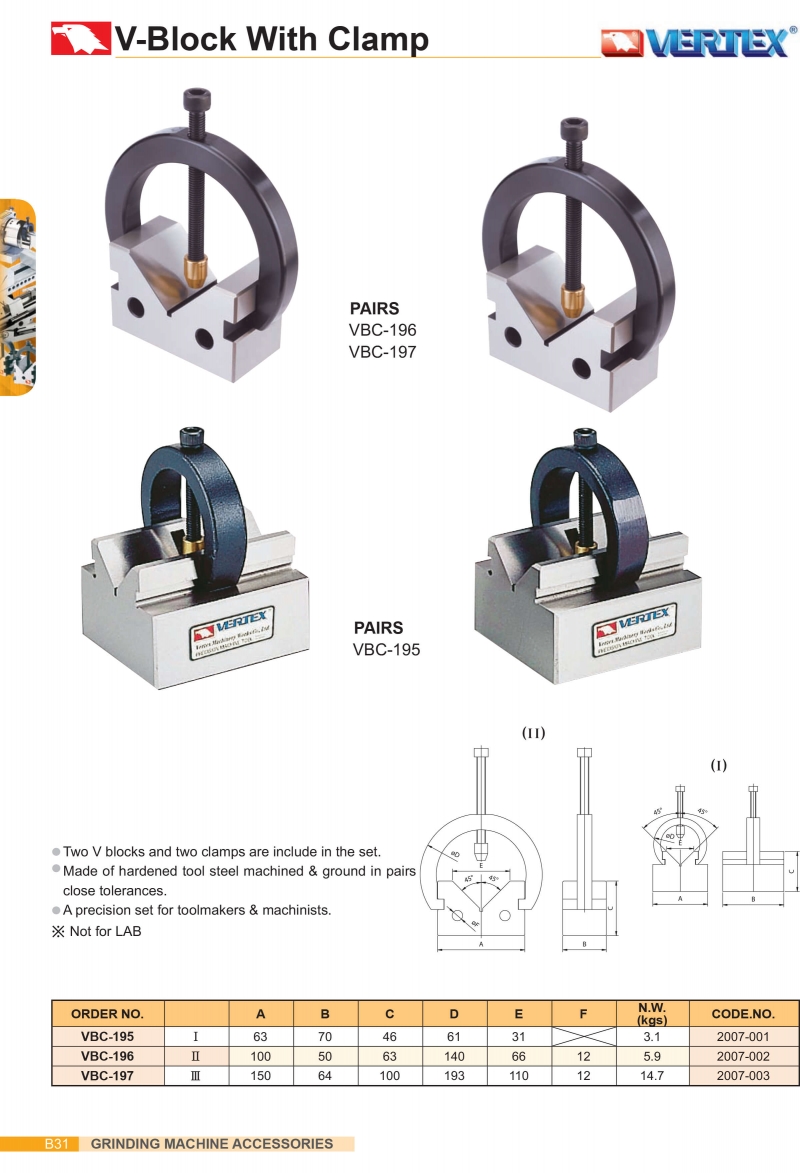 Khối V có kẹp VBC-195, VBC-196, VBC-197 Vertex