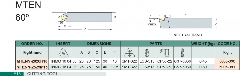 Cán dao tiện ngoài CNC MTEN Vertex