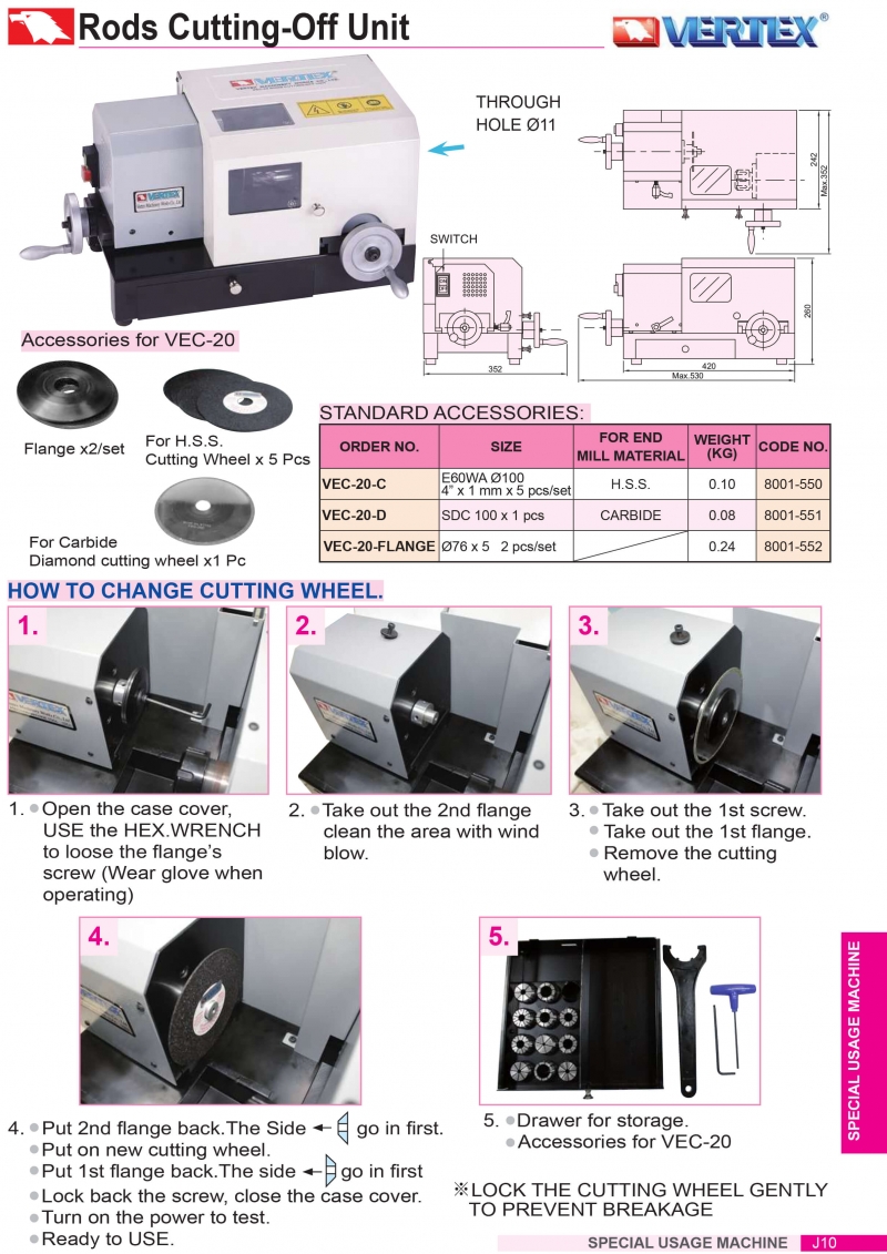 Máy cắt mũi khoan, phay VEC-20 Vertex