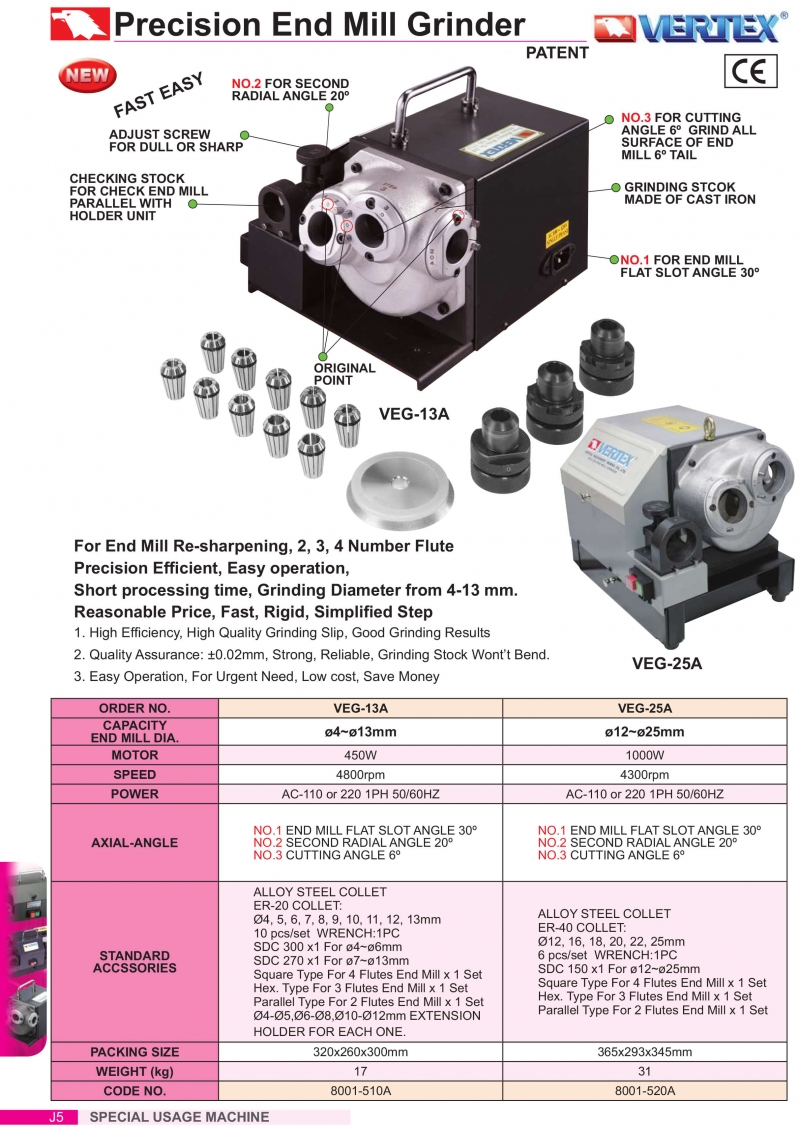 Máy mài dao phay ngón VEG-25A Vertex