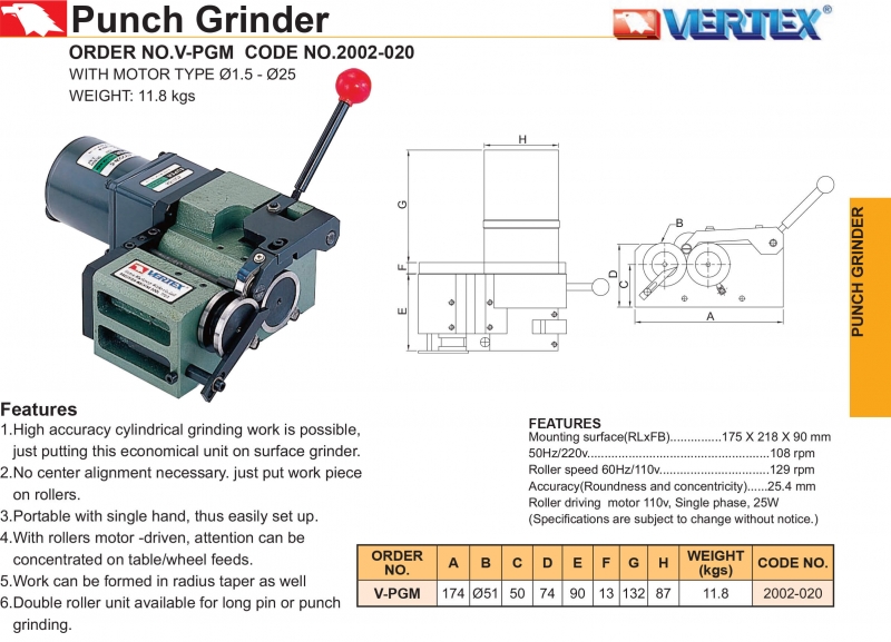 Đồ gá mài chốt gắn động cơ V-PGM Vertex