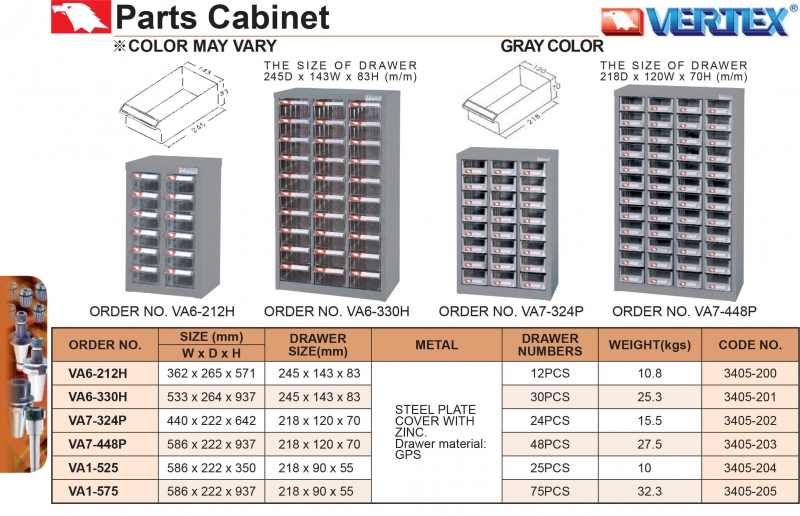 Tủ phụ tùng VA6-212H, 330H, VA7-324P, 448P, VA1-525, 575 Vertex