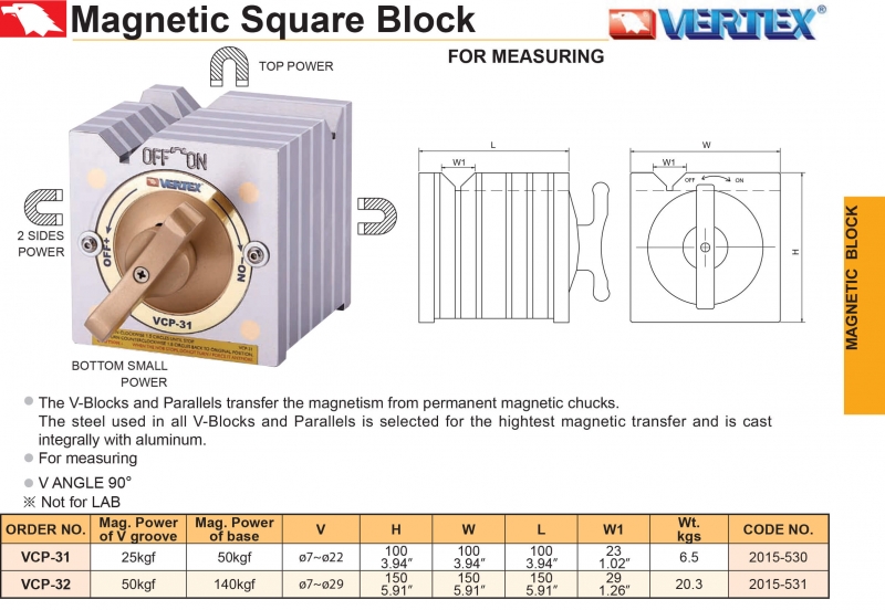 Khối vuông từ tính VCP-31, VCP-32 Vertex