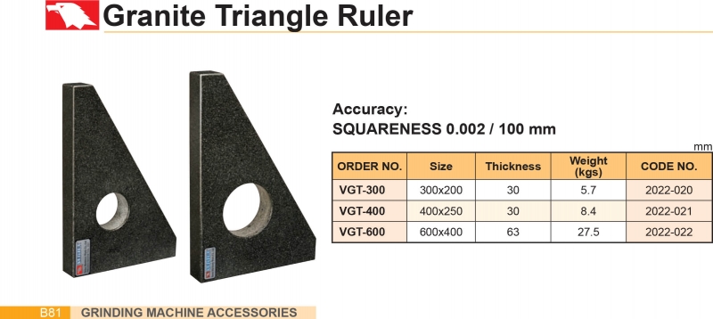 Thước tam giác đá granite VGT-300; VGT-400; VGT-600 Vertex
