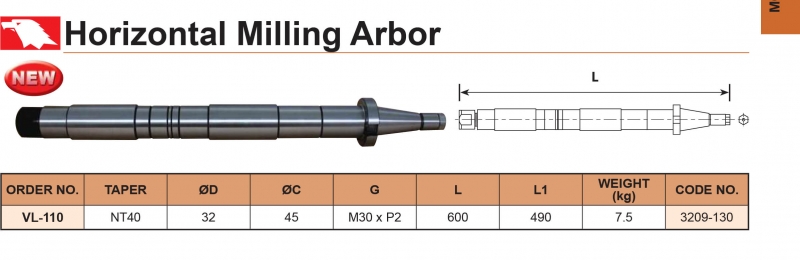 Trục dao phay ngang VL-110 côn NT40 Vertex