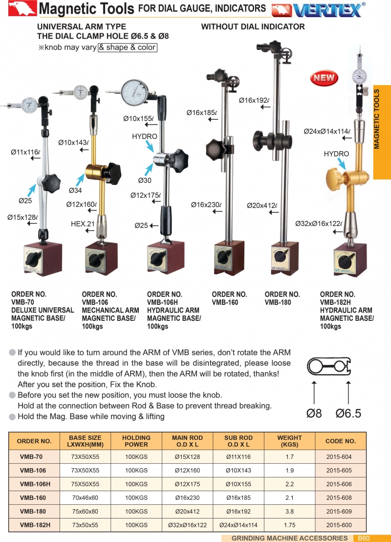 Đế từ gá đồng hồ so đa năng VMB Vertex