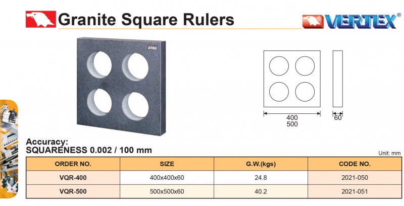 Thước vuông góc đá Granite VQR-400; VQR-500 Vertex
