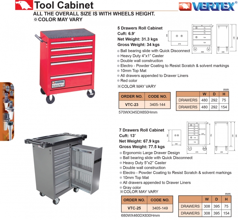 Tủ đựng dụng cụ 5 ngăn VTC-23 và 7 ngăn VTC-25 Vertex