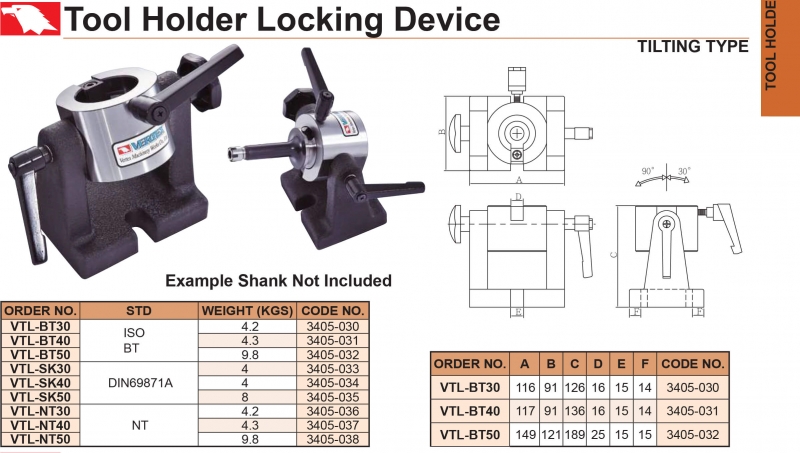 Đồ gá tháo lắp bầu kẹp dao phay chuôi BT, SK, NT Vertex