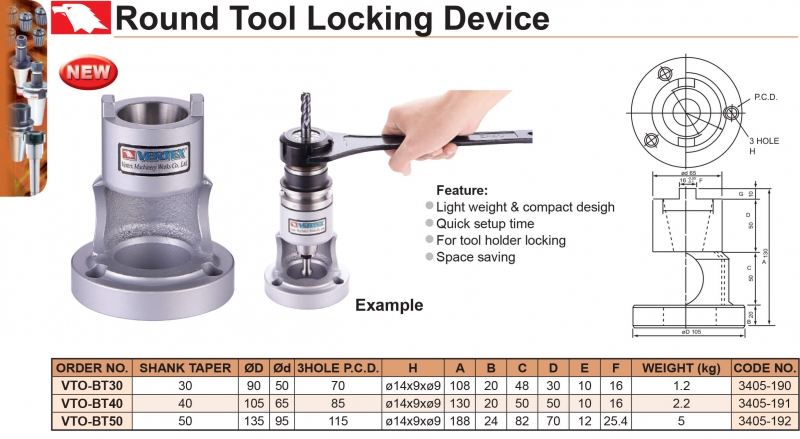 Đồ gá tháo lắp bầu kẹp dao dạng tròn chuôi BT30, 40, 50 Vertex