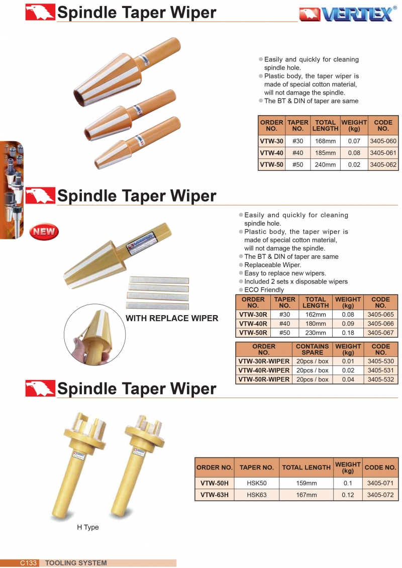 Dụng cụ vệ sinh trục chính BT, HSK Vertex