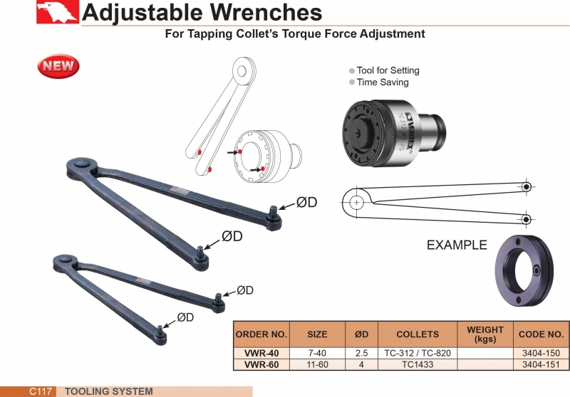 Khóa vặn cho collet kẹp mũi taro VWR-40; VWR-60 Vertex