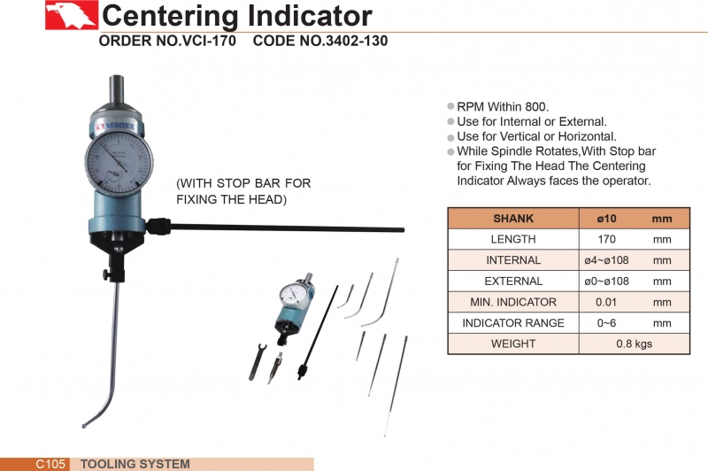 Thiết bị xác định tâm lỗ, trục tròn VCI-170 Vertex