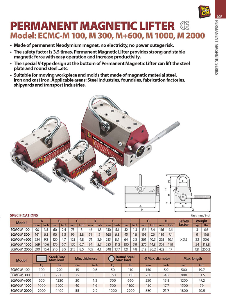 Bàn nâng nam châm vĩnh cữu ECMC Homge