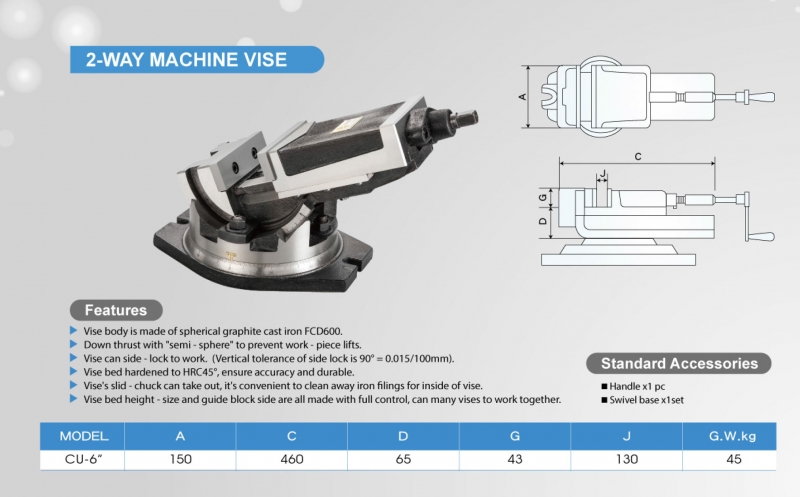 Ê tô xoay nghiêng 2 chiều CU-6”