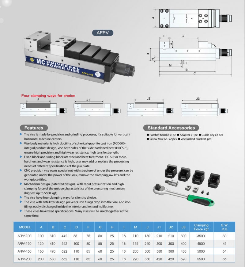 Ê tô CNC cường lực AFPV (Loại có điều chỉnh)