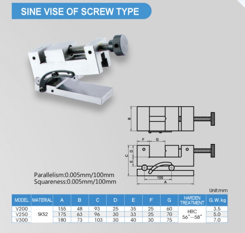 Ê tô máy mài nghiêng loại trục vít V200; V250; V300