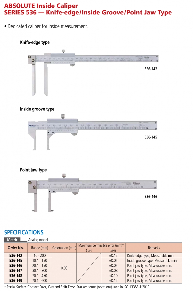 536-148 Thước cặp cơ khí đo trong 70.1-450mm x0.01mm