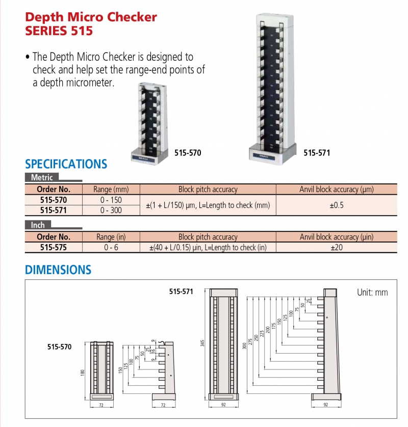 Bộ hiệu chuẩn thước đo độ sâu series 515 Mitutoyo