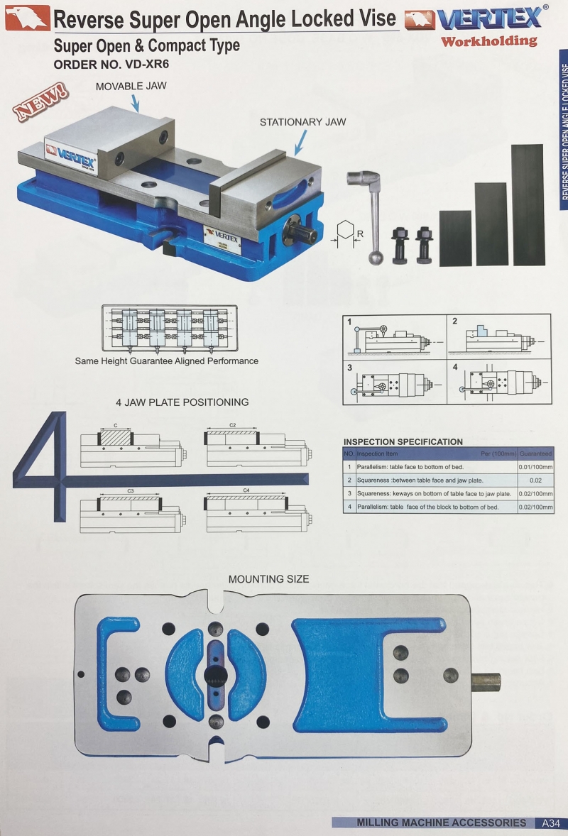 Ê tô khóa góc độ mở lớn kẹp ngược VD-XR6 Vertex