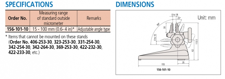 156-101-10 Đế gá panme Mitutoyo | Micrometer Stands