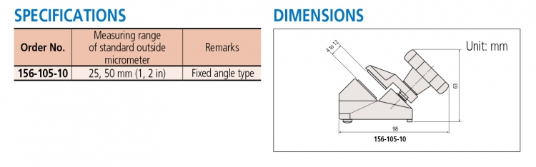 156-105-10 Đế gá panme Mitutoyo | Micrometer Stands