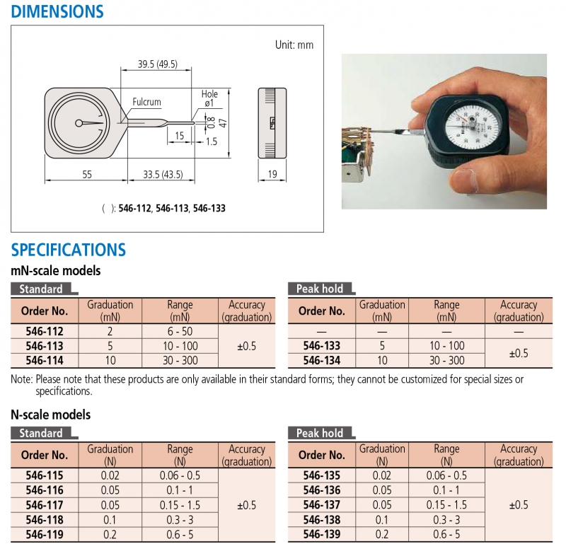 546-112 Đồng hồ đo lực tiếp xúc 6-50mN Mitutoyo