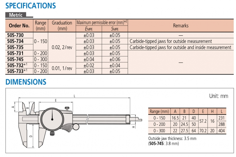 505-734 Thước cặp đồng hồ 0-150mm x 0.02mm Mitutoyo