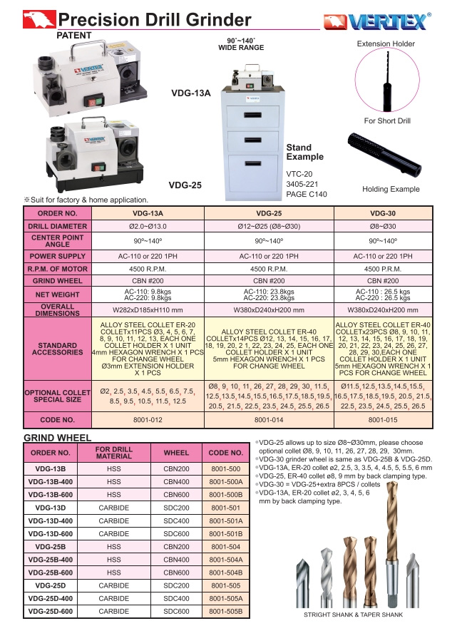 Đá mài mũi khoan VDG-13B, VDG-13B-400, VDG-13B-600 Vertex