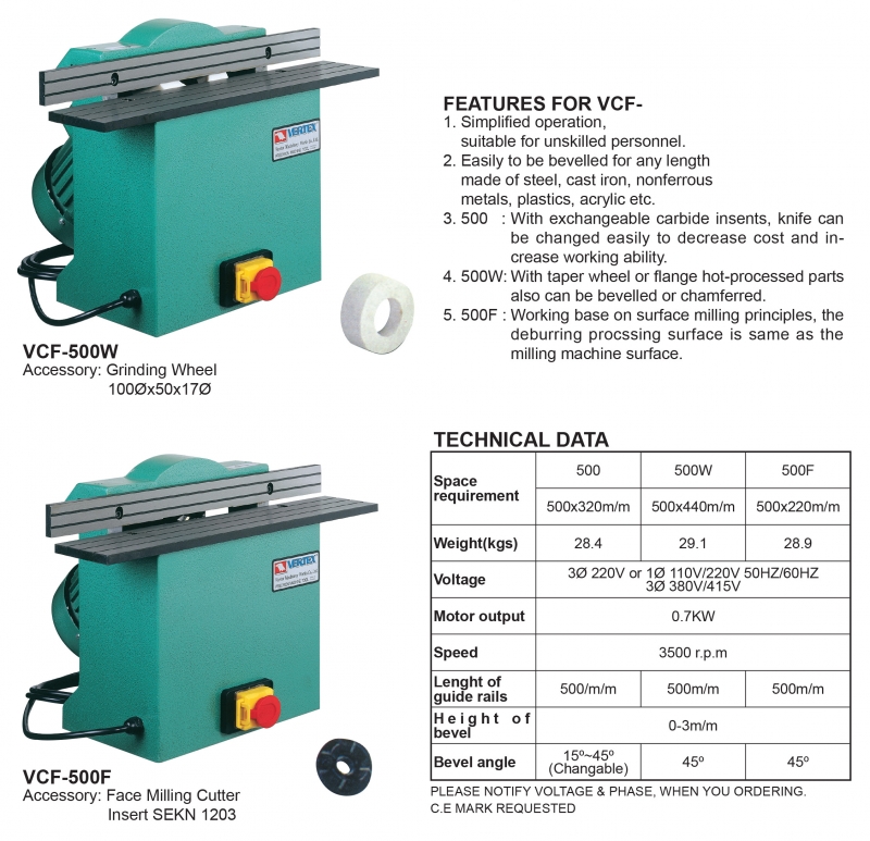 Máy vát mép, mài ba via VCF-500W Vertex