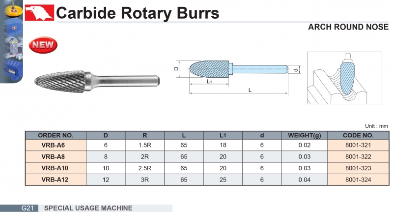 Mũi mài hợp kim đánh bóng khuôn VRB-A Vertex