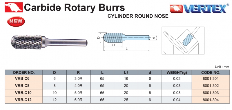 Mũi mài hợp kim đánh bóng khuôn VRB-C Vertex