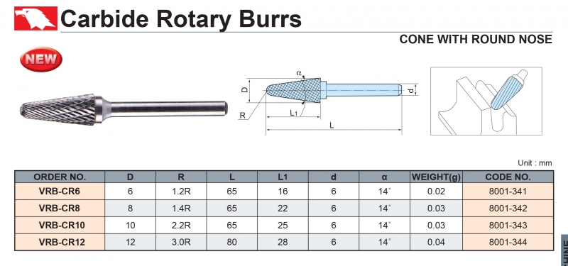 Mũi mài hợp kim đánh bóng khuôn VRB-CR Vertex